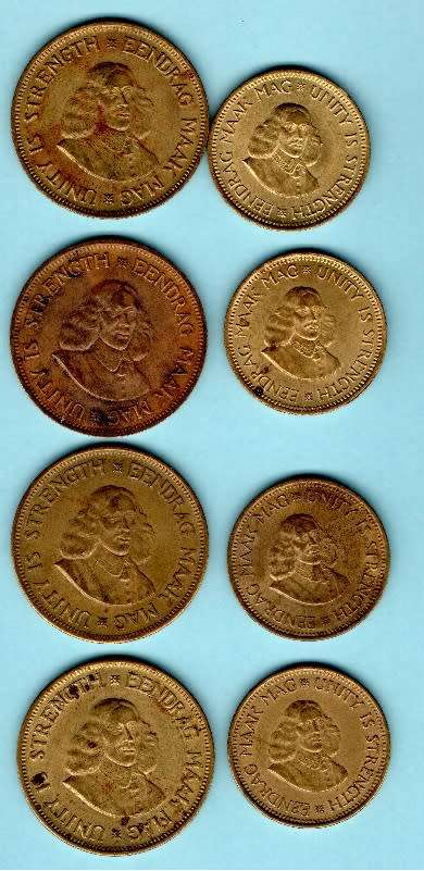 Complete set of first decimal series brass coins