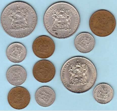 1977 RSA coin set - includes three R1 coins