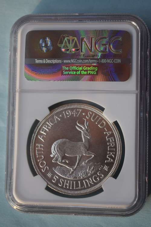 1947 SAU crown (5 shillings) * NGC MS63