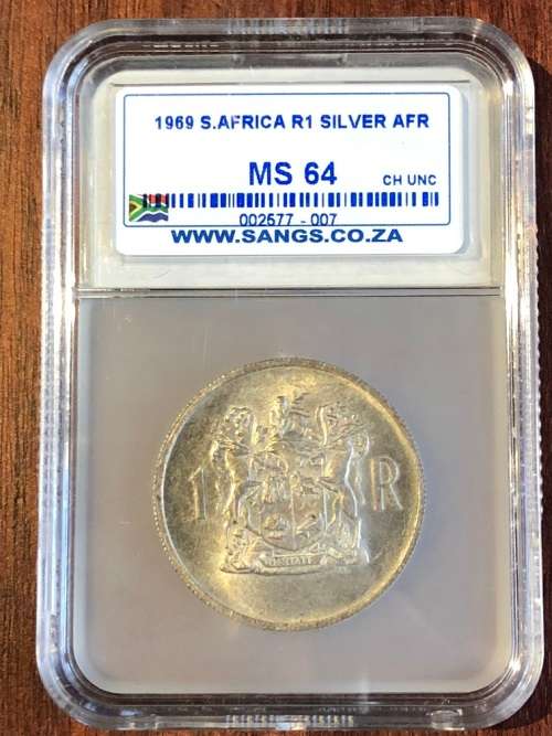 1969 RSA R1 (1 rand) * Afrikaans * MS64 * silver