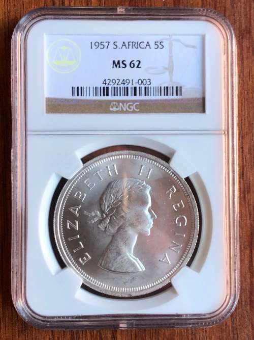 1957 SAU silver crown (5 shillings) * NGC MS62 * price reduced