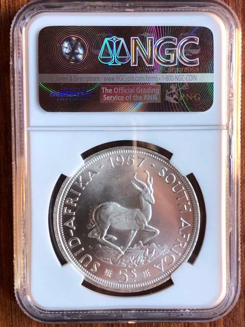 1957 SAU silver crown (5 shillings) * NGC MS62 * price reduced