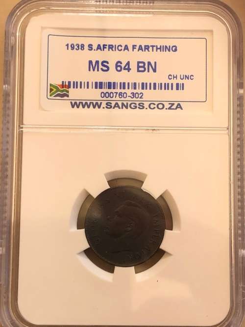 1938 SAU farthing (1/4 penny) * SANGS MS 64 * only 51,296 minted * price reduced
