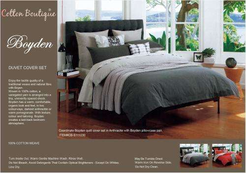 Cotton Boutique Boyden Egyptian Cotton Jacquard(Grey) Duvet Cover Set (King Sized)