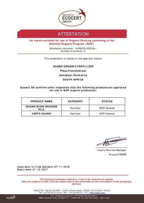 Fertilizer - 100% Organic Seabird Guano Slow Release (20 X Pills per container) R49.00