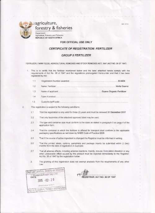 Fertilizer - 100% Organic Seabird Guano Slow Release (20 X Pills per container) R49.00