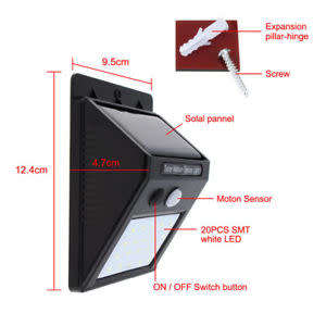 20 LED SOLAR - SECURITY-LIGHT - POWERFUL SOLAR (PIR) MOTION AND NIGHT SENSOR - CHRISTMAS SPECIAL
