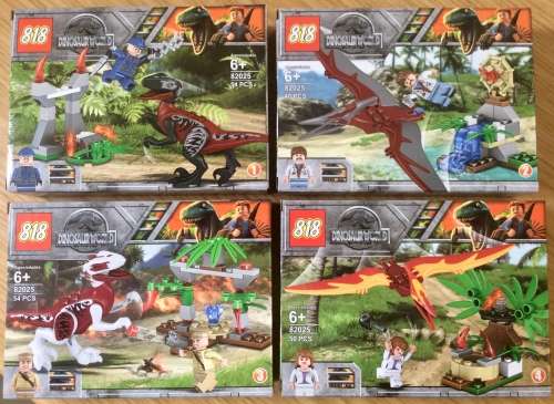 Building Blocks Set of 4 Combination / Dinosaur World : Total 206 Pieces (No's 82025 : 1, 2, 3 & 4)