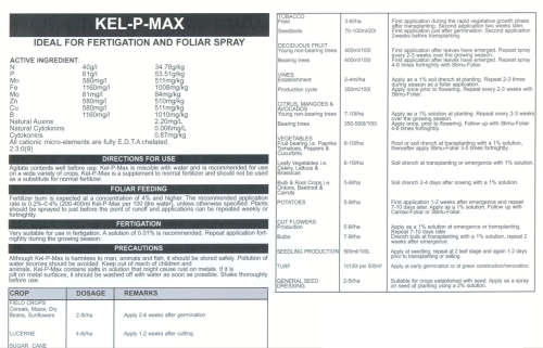 KELP-P-MAX : 5 Liters of Ascophyllum nodosum Kelp Extract that provides 1,250 Liters of Plant food