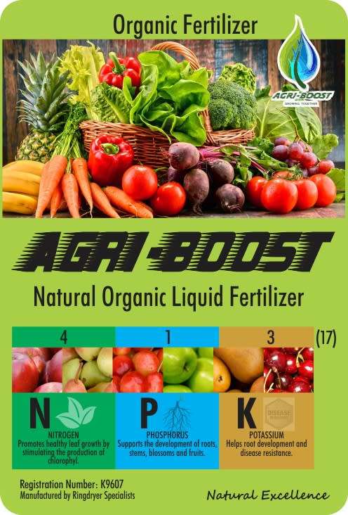 Agri-Boost (3 in 1) : 100% Bio-Organic Liquid Fertiliser (Dilute 1:200) Growth Stimulant 1 Liter