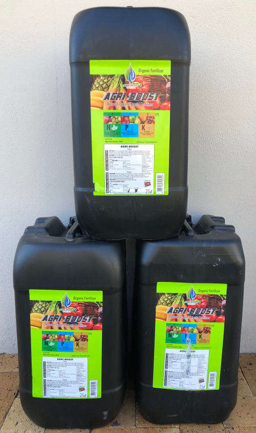 Organic Agri-Boost 25 Litre Liquid Fertiliser Provides 5,000Lt to Irrigates 5 xHa of Plant/SoiL Food