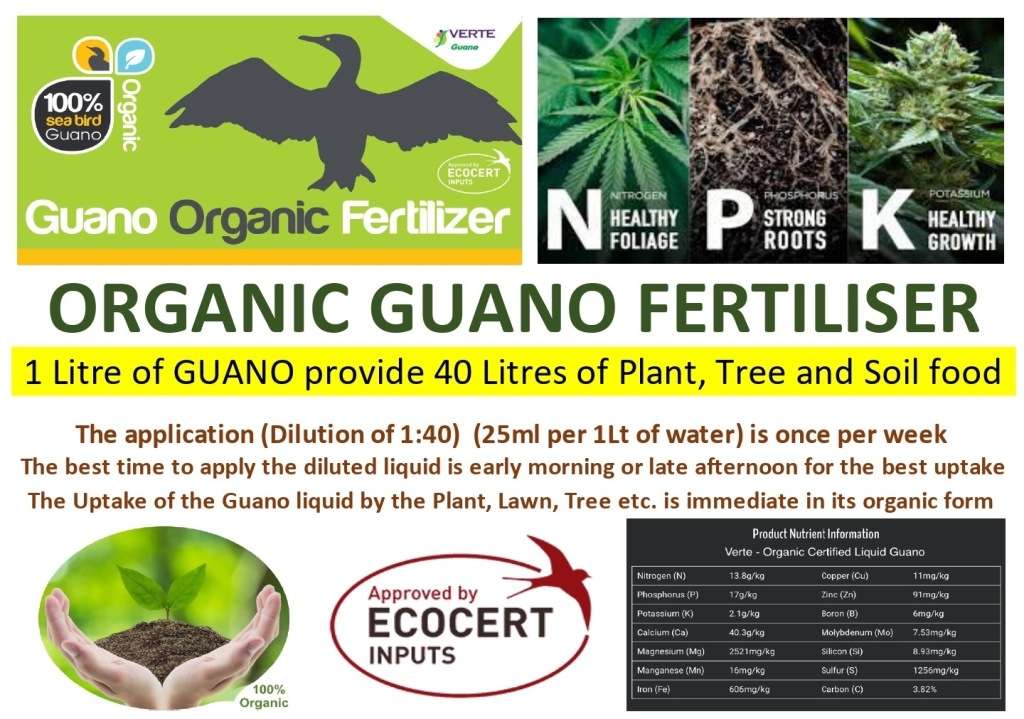 Fertiliser Organic Guano liquid : 25 Litre (Dilute 1:40) *SPECIAL* at only R950
