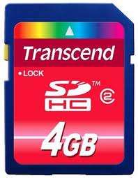 Transcend High Performance Secure Digital HC Class 2 Memory 4GB SD TS4GSDHC2