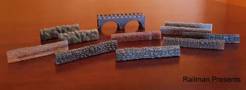 Model River Bridge with Dry Stone Walling - N Gauge