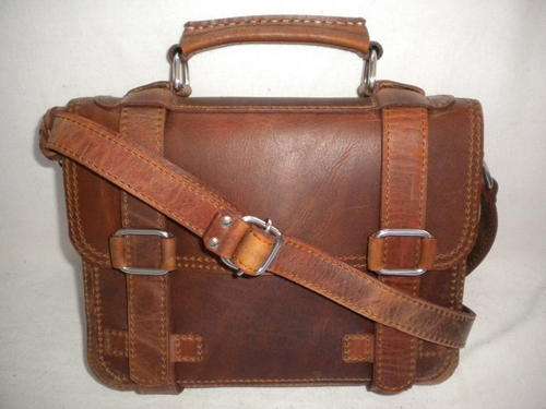 Leather Badger Handbag SMALL, ANTIQUE BROWN. Magnetic Closure!!