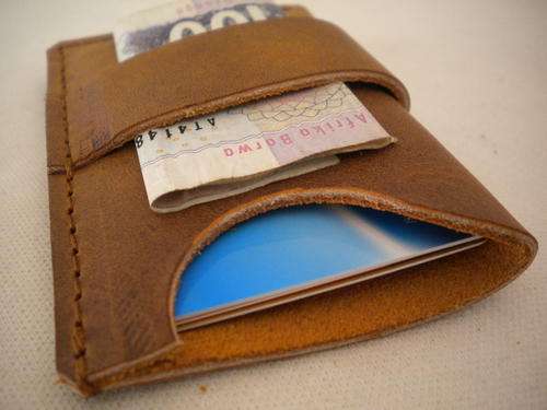 Minimalist card holder, VINTAGE BROWN Leather
