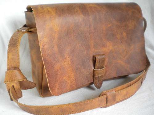 Leather Briefcase, WILD DOG, MEDIUM( A4 size) VINTAGE BROWN Leather!
