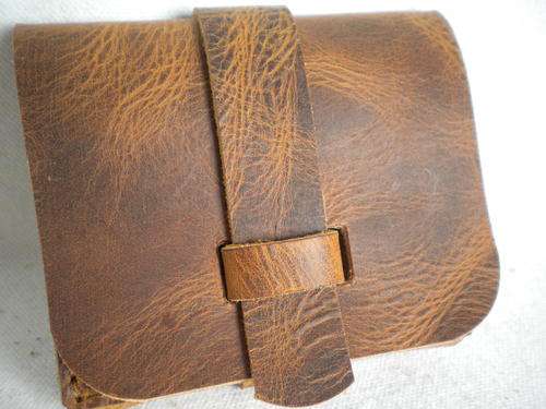 HANDMADE!!  Over Under card/cash holder, VINTAGE BROWN Leather