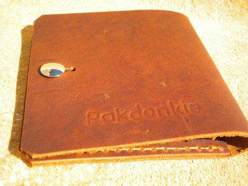 LEATHER FLAP Hook wallet for card and paper money, DARK VINTAGE!