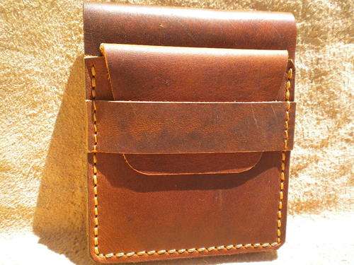 HANDMADE Travel Light Wallet for cash, cards and coins., DARK VINTAGE Leather!