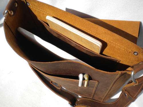Briefcase A5, Secure Magnetic Closure, ANTIQUE BROWN Leather!!