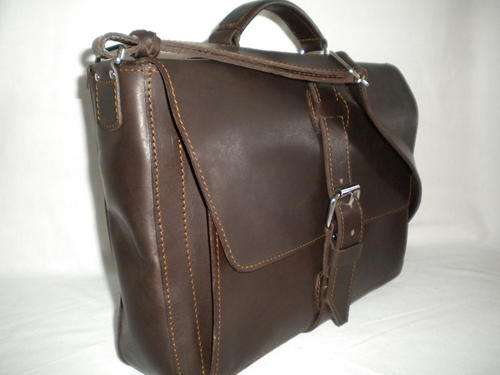 Leather Messenger briefcase chocolate brown