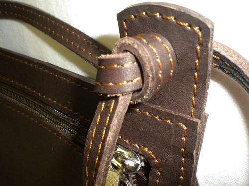 Leather passport pouch chocolate brown
