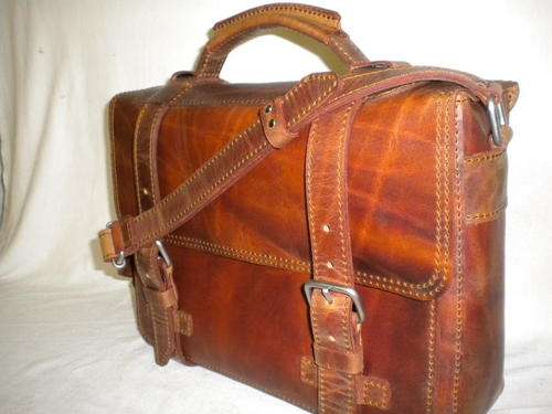 Leather Badger Briefcase(Medium) ANTIQUE BROWN