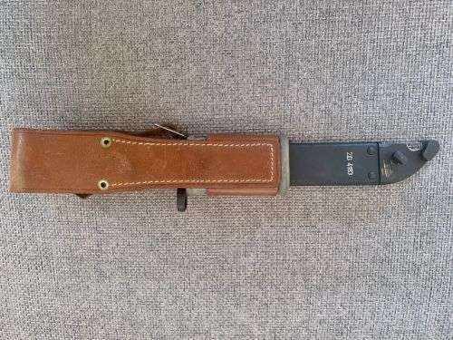 AKM Bayonet - Type I. Matching bayonet and scabbard number ZG4183. SADF / Recce era