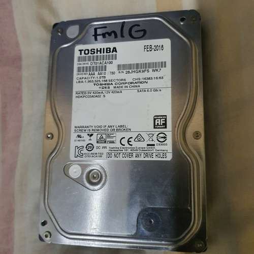 Toshiba 1TB 3.5` Desktop HDD (Data Cable Included)