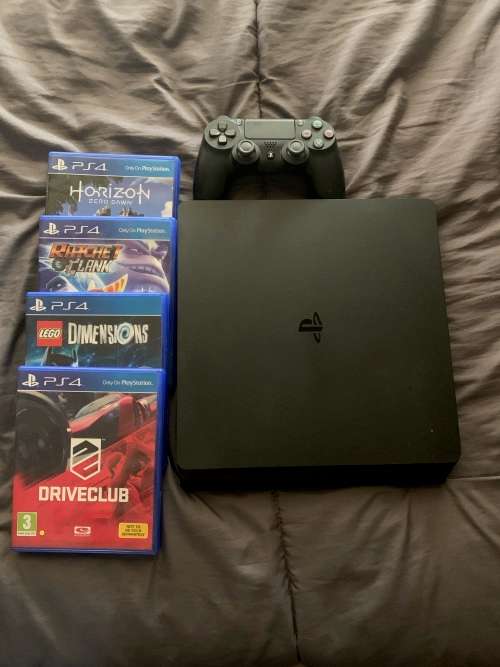 PS4 Slim 500GB (1 Remote) (4 Games) Very Good Condition