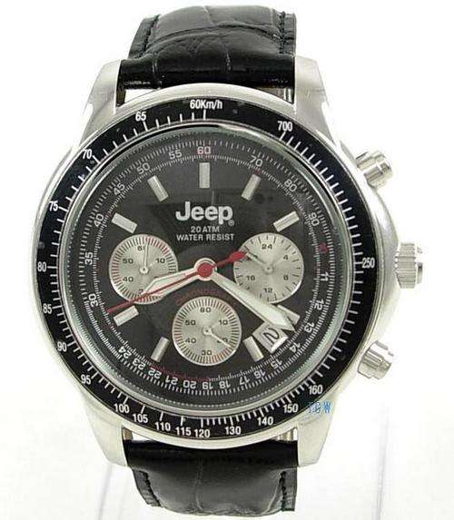 MENS JEEP WATCH 20ATM HIGH SPEC CHRONOGRAPH BLACK LEATHER STRAP