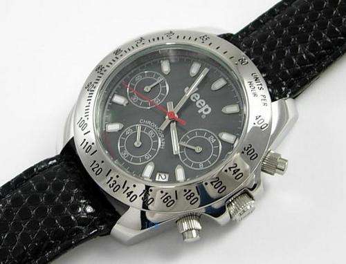 BRAND NEW WOMENS JEEP CHRONOGRAPH 20 ATM SCUBA WATCH WITH BLACK STRAP