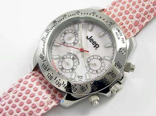 BRAND NEW WOMENS JEEP CHRONOGRAPH 20 ATM SCUBA WATCH WITH PINK STRAP
