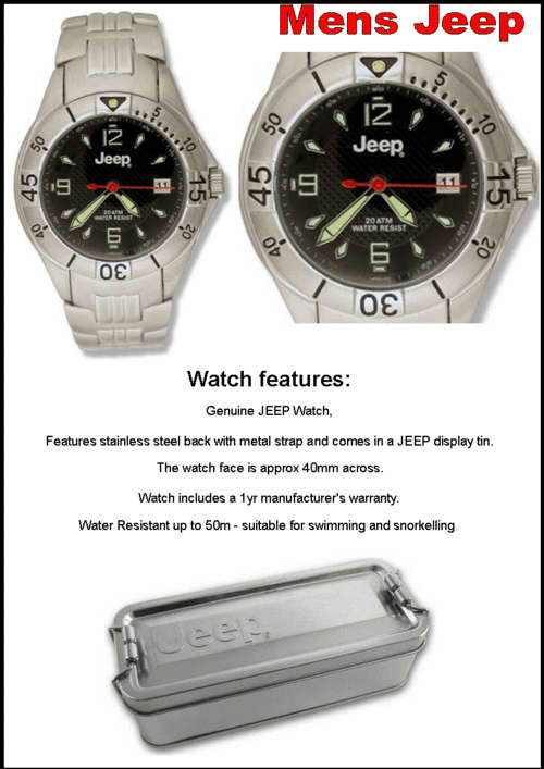 MENS JEEP WATCH 5 ATM - Black face - RRP 1395