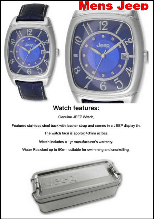 MENS JEEP WATCH 5 ATM - SMART with stones Blue face - RRP 1695