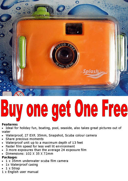 Compact Underwater 35mm Film Camera - ORANGE - Buy one get one FREE
