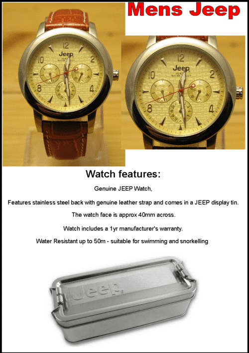 STUNNING MENS JEEP WATCH CHRONOGRAPH LEATHER STRAP - RRP 1995