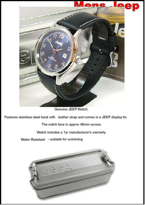 MENS JEEP WATCH CLASSIC LEATHER STRAP -  BLUE  Face RRP 1395