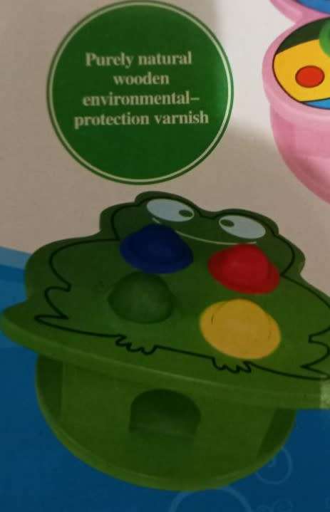 Wooden Frog with balls and hammer