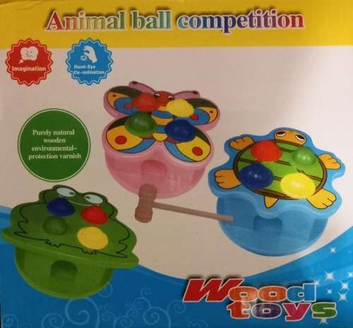 Wooden Frog with balls and hammer