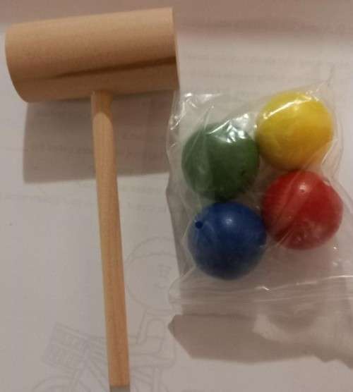 Wooden Frog with balls and hammer