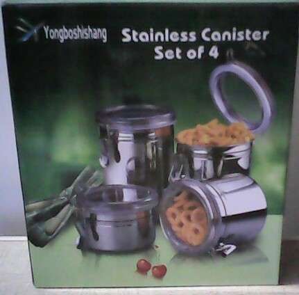 STUNNING STAINLESS CANISTER SET OF 4