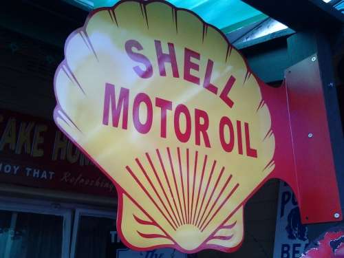 shell motor oil double sided flange sign