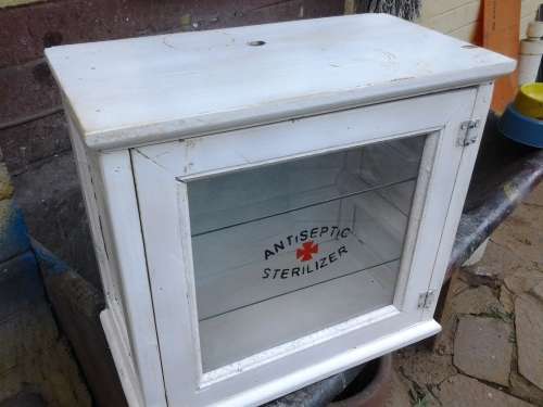 antique barber shop sterilizer cabinet