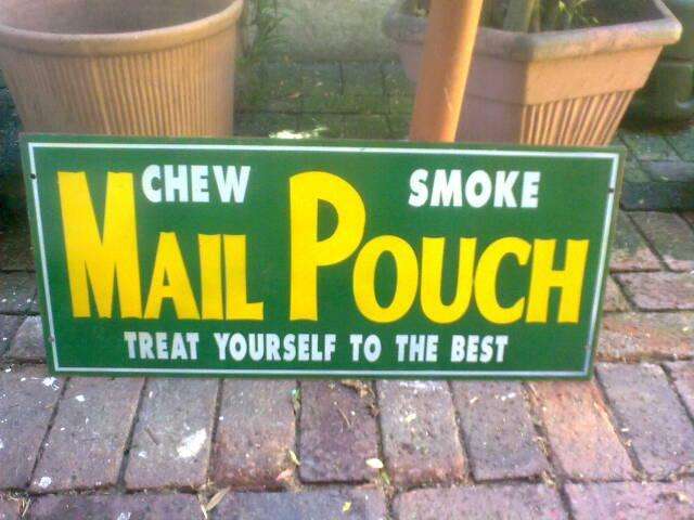 Enamel 'Mail Pouch' Tabacco Sign.
