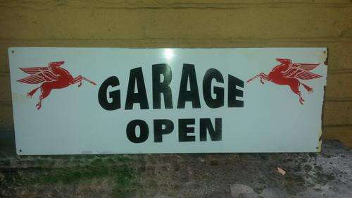 Enamel Garage Open Sign. (No boarder)