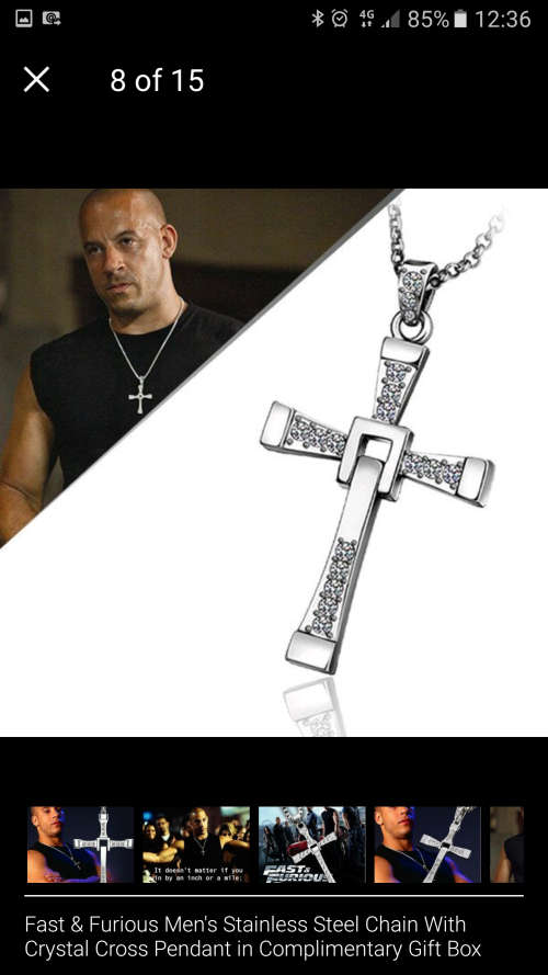 The Fast and The Furious Toretto Cross Pendant Necklace