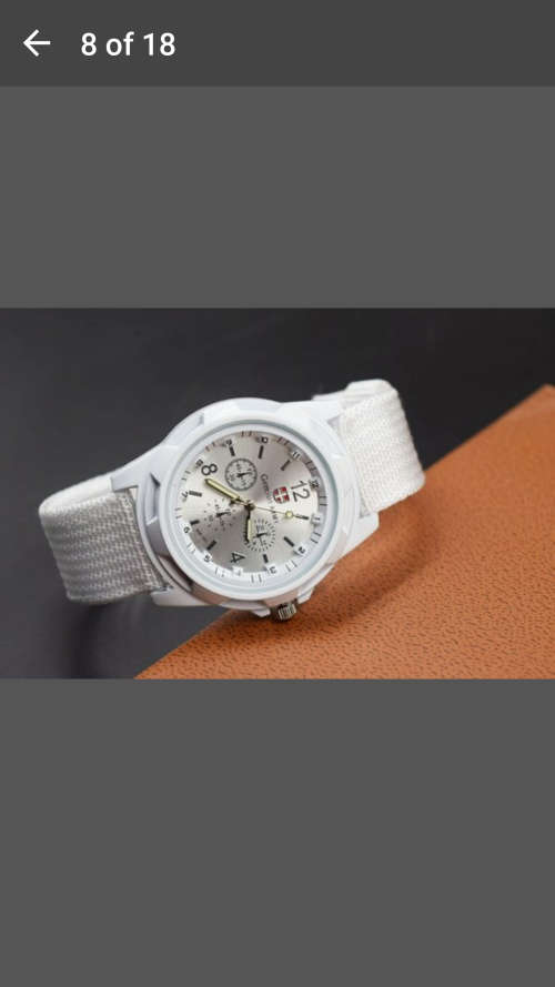 Unisex Canvas Quartz Watch with Luminous - White & Silver