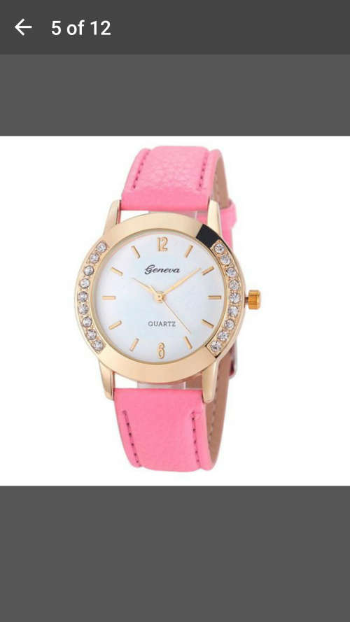 Geneva - Women Diamond Analog Leather Quartz Wrist Watch